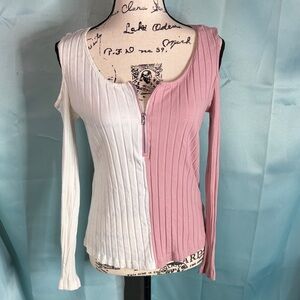 Sexy Cut Out Long Sleeve Zipper T-shirt